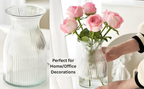 New 2026 Design Ribbed Glass Vase Wide - 8 Inch Tall Ribbed Vase for Wedding Reception, Home Decor, Housewarming Gift (Clear) Decorative Flower Vases - Bud Vase for Centerpieces Cylinder Vases