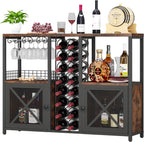 Mini Bars for Home, Wooden Coffee Bar Cabinet, Modern Liquor Cabinet for Liquor and Glasses, Farmhouse Buffet Wine Cabinet with Storage Sideboard for Home Kitchen Dining Room