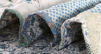Blue Floral Patchwork Quilt Set, Full Queen Size, 3 Piece Bedding Set with 2 Pillowcases | Blue Patchwork Quilt, Queen Size Bedspread, Reversible Quilt Set, Floral Quilt Set, Patchwork Quilt Set, Queen Comforter Set