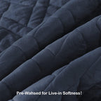 HOME Quilt Set Queen Size Navy Blue, Classic Geometric Diamond Stitched Pattern, Ultra Soft Microfiber Lightweight Bedding Bedspread Coverlet for All Season with 1 Quilt 2 Pillow Shams