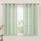 Natural Ivory Linen Semi Sheer Curtains 84 inch Length, Cream Light Filtering Soft Thick Neutral Living Room Drapes with Bronze Grommet for Bedroom/Farmhouse, 2 Panels, 52 x 84 Inch