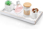 11.7" Bathroom Vanity Tray for Counter - Acacia Wood Decorative Tray for Toilet Tank Makeup Perfume Jewelry Catchall Coffee Table - Wooden Kitchen Countertop Organizer for Soap Dispenser