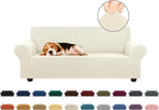 Stretch Sofa Cover Slipcover ，Couch Covers for 3 Cushion Couch Sofa pet Friendly (78"-94") Furniture Protector Sofa with Elastic Bottom for Kids,Dog, Jacquard Small Checked(Large,Black)