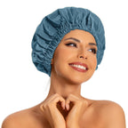 Reusable Shower Cap for Women, Large Waterproof Shower Bonnet Washable Elastic Band Bath Hair Hat for Long Hair, Braids(Pink)