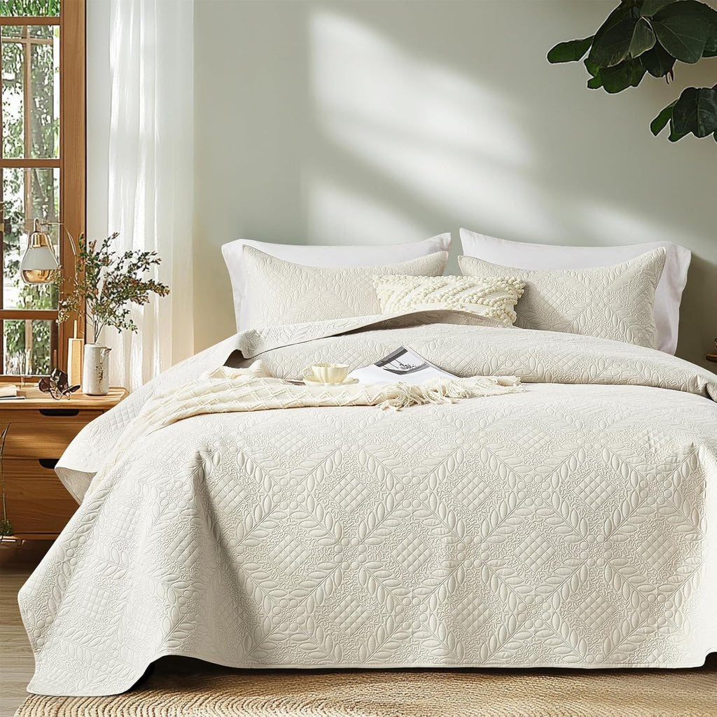 Quilts Queen Size - Ultra Soft Navy Blue Quilt Lightweight Microfiber Bedspreads, Classic Basket Weave Pattern Bedspread Bed Coverlet 3 Pieces for All-Season (1 Quilt, 2 Pillow Shams) | Breathable material, Easy care