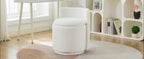 Velvet Vanity Chair with Storage, 360° Swivel Makeup Chair with Wave Back, No Assembly Small Accent Stool for Bedroom, Dressing, Living Room, White