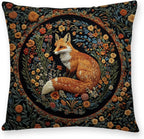 William Morris Abstract Vintage Print Floral Velvet Design Throw Pillow Covers Home Decor, Retro Art Decor Pillowcase Cushion Cover for Bed Sofa Living Room, Square 18x18inch (Black-Floral2)