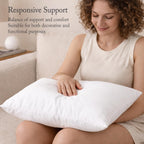 puredown® Feather Down Throw Pillow Inserts 22 x 22 (Pack of 2, White), Big Throw Pillows for Floor, Couch, Bed, Machine Washable