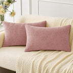 MIULEE Pack of 2 Couch Throw Pillow Covers 18x18 Inch Spring Soft Sage Green Chenille Pillow Covers for Sofa Living Room Solid Dyed Pillow Cases