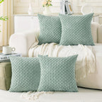 Set of 4 Neutral Decorative Throw Pillow Covers 18x18 Inch Corduroy Pillow Covers for Bed Couch Sofa Living Room Soft Square Cushion Cases