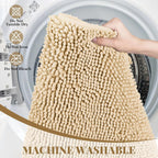 Bathroom Rugs Mat 60 x 36, Thick Soft Absorbent Chenille Bath Rugs, Rubber Backing Bath Mats for Bathroom Floor, Tub, Shower, Bedroom, Home Decor Accessories, Quick Dry Machine Washable, Beige