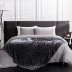 Soft Cozy Fleece Throw Blanket, 50x60 Inches – Lightweight Plush Blanket for Couch, Fuzzy 3D Jacquard Design, for Sofa, Bed & Travel - Dark Grey