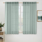 Natural White Linen Curtains 84 Inch Long for Bedroom Living Room, Soft Thick Linen Textured Window Drapes Semi Sheer Light Filtering Rod Pocket Back Tab Neutral Farmhouse Cream Ivory 2 Panels