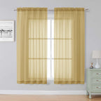 Black Sheer Curtains 84 Inches Long, Light Filtering Rod Pocket Solid Color Window Sheer Curtain Panels, Elegant Curtains & Drapes for Living Room, Bedroom 2 Panels (Black, 42" W x 84" L)