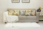 Mika Home Set of 2 Jacquard Tropical Leaf Pattern Oblong Throw Pillow Covers Accent Pillowcase 12X20 Inches,Blue Cream