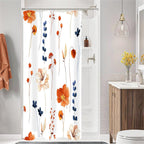 Watercolor Floral Shower Curtain, Sage Green Beige Flower Shower Curtain for Bathroom, Modern Minimalist White Waterproof Fabric Shower Curtain Set 72x72 Inch