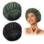 Reusable Shower Cap for Women, Large Waterproof Shower Bonnet Washable Elastic Band Bath Hair Hat for Long Hair, Braids(Pink)