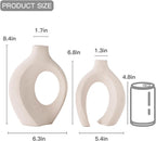 Ceramic Vase Set of 2, Nordic Modern Boho ins Style Decorative Ceramic Aesthetic Flower Vase for Home Decor (Milky White W 6.3" X H 8.4")