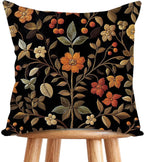 William Morris Abstract Vintage Print Floral Velvet Design Throw Pillow Covers Home Decor, Retro Art Decor Pillowcase Cushion Cover for Bed Sofa Living Room, Square 18x18inch (Black-Floral2)