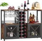 Mini Bars for Home, Wooden Coffee Bar Cabinet, Modern Liquor Cabinet for Liquor and Glasses, Farmhouse Buffet Wine Cabinet with Storage Sideboard for Home Kitchen Dining Room