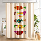 Shower Curtain, Washable Cloth Black Shower Curtain Sets with 12 Shower Curtain Hooks, Fabric Rustic Black and White Striped Curtain, Farmhouse Bathroom Curtains, 72x72 Inches