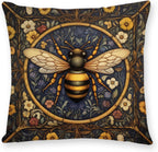 William Morris Abstract Vintage Print Floral Velvet Design Throw Pillow Covers Home Decor, Retro Art Decor Pillowcase Cushion Cover for Bed Sofa Living Room, Square 18x18inch (Black-Floral2)