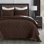 HOME Quilt Set Queen Size Navy Blue, Classic Geometric Diamond Stitched Pattern, Ultra Soft Microfiber Lightweight Bedding Bedspread Coverlet for All Season with 1 Quilt 2 Pillow Shams